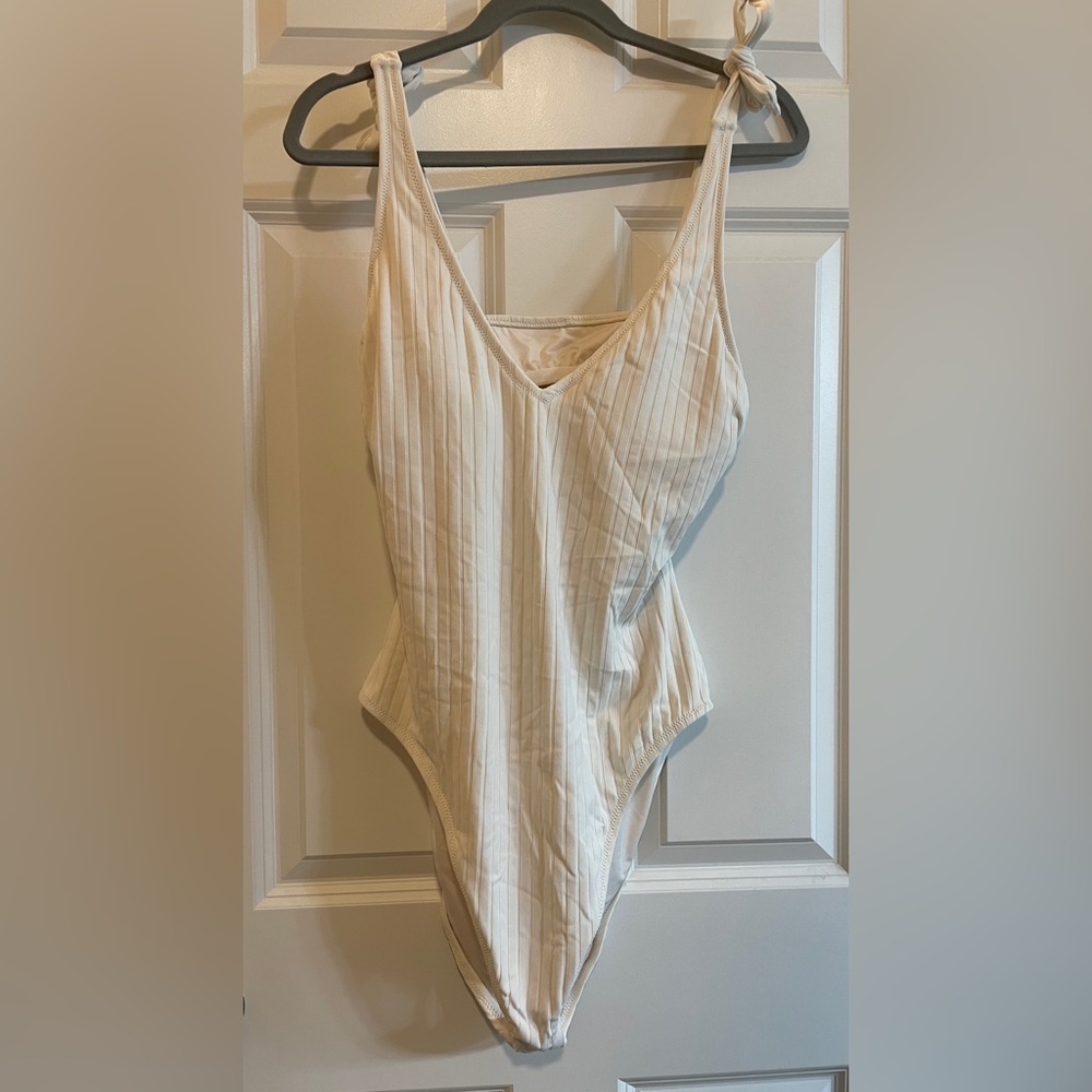 White Ribbed Swimsuit